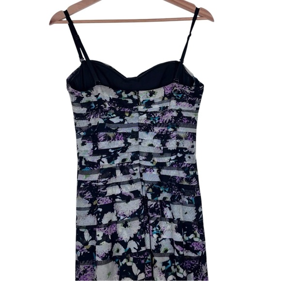 BCBGMAXAZRIA ERIKA SWEETHEART STRAPLESS TIERED FLORAL MESH MAXI GOWN DRESS - Picture 7 of 16